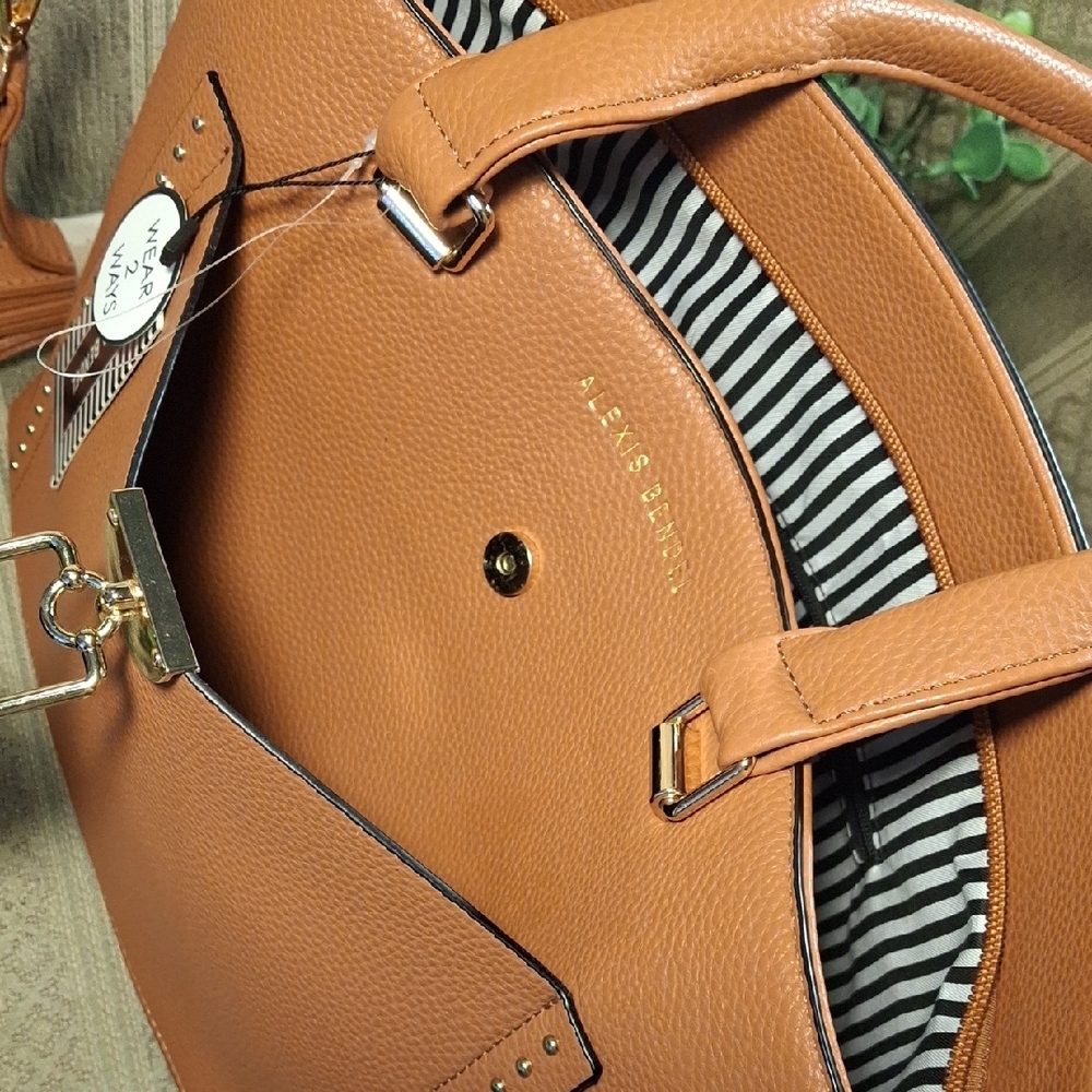 NWT Alexis Bendel Tan Crossbody Satchel Tote Bag - Picture 11 of 13